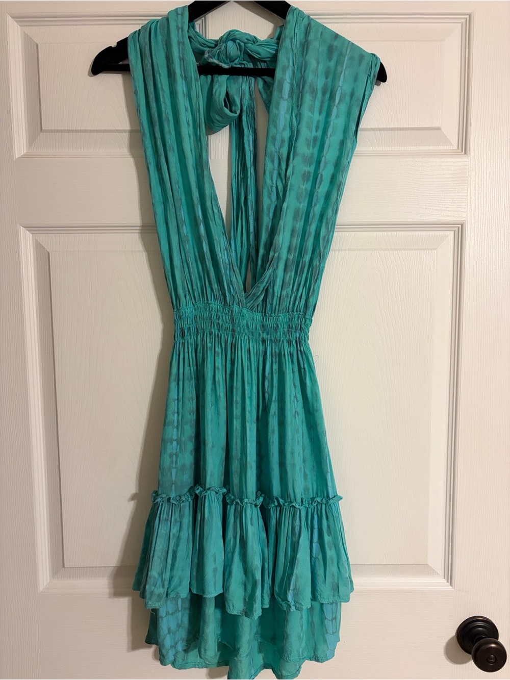 Multi-way Convertible Aqua Blue Tie Dye Mini Dress